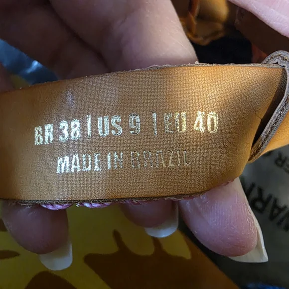 NWT Farm Rio Caramel Tan Whipstitch Fisherman Sandals Palm Tree Adjustable Strap - Picture 16 of 17